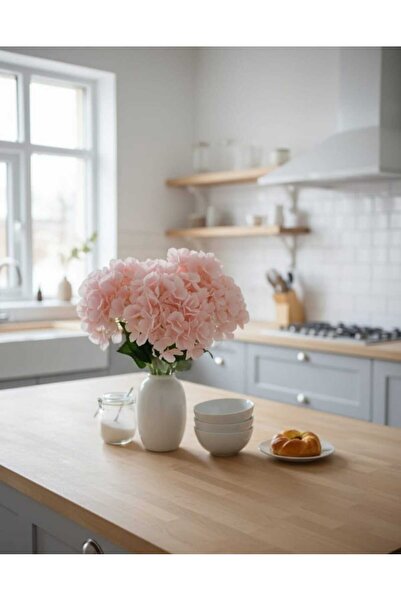 ENRUFLORA Açık Pembe Ortanca Dekor Süs Vazo Aranjman