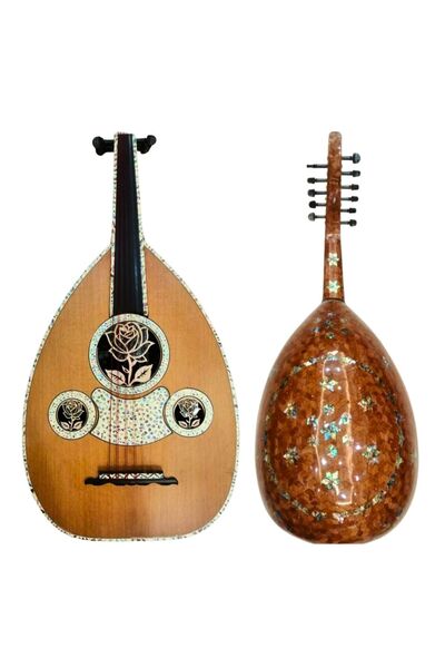 KARAZ MUSIC Professional mother-of-pearl oud by Ashraf Hassan Al-Alami, Cedar face and full mother-of-pearl back