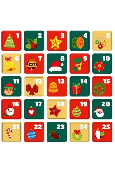 EVRİM AKDAMAR 25 ADET YAPIŞKANLI SADECE ETİKETTİR Advent CalendaR kutu temsil...