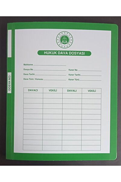 DEFTERSAN Hukuk Avukat Baro Dava İcra Adliye Mahkeme Dosyası Yeşil 10 adet