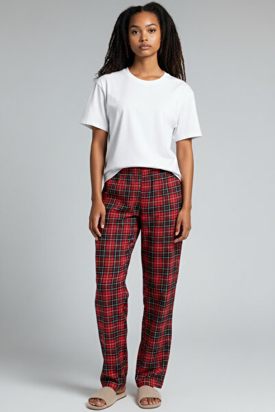 BİLGENS BUTİK Cotton Plaid Pattern Single Bottom