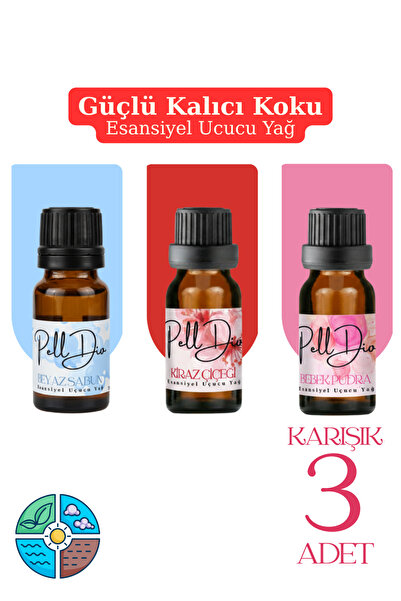 Pelldio 3'lü Esansiyel Uçucu Koku Yağı Buhurdanlık Yağı Difüzör Esansı Hobi E...