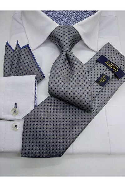 Gutiero ربطة عنق كلاسيكية منقوشة باللون الرمادي