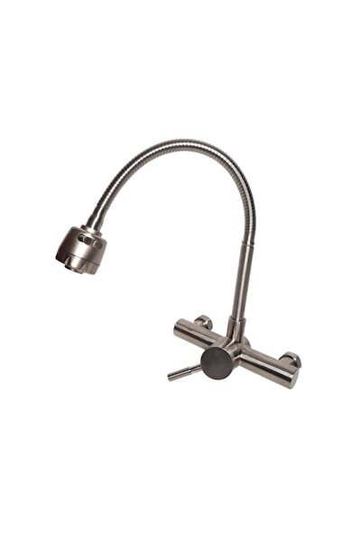 RAY Baterie sanitară monocomandă de perete cu cioc flexibil, argintiu satinat