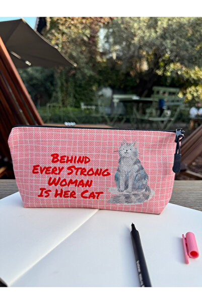 pamukcanta Kedili Kalemlik Yıkanabilir 22x12 Ölçülerinde Körüklü Makyaj Çantası