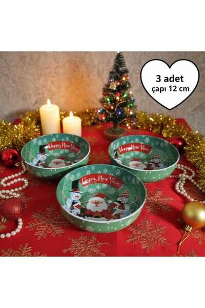 MOONSAND Yılbaşı Metal Çerezlik Kase | Dekoratif Kase | Büyük Boy Kase | 3 AD...