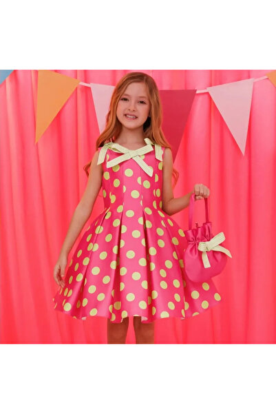 ZÜRİ KİDS Polka Elegance Kız Çocuk Parti Elbise & Çanta 2’li Takım