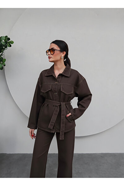 Helen Goods Set de pantaloni și jachetă din denim pentru femei supradimensionat