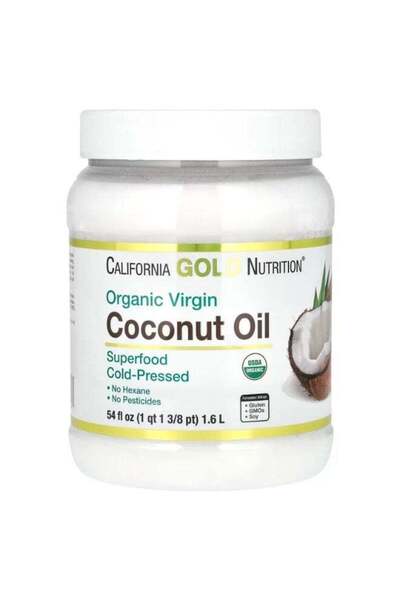 California Gold Nutrition Organic Virgin Cold-Pressed Coconut Oil, 54 fl oz (1.6 L)