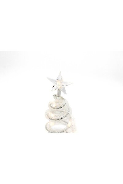 Mado Gallery Tabletop Spiral Christmas Tree 28cm Rotating LED Warm Light Indoor Outdoor Xmas Decor Parties-Silver