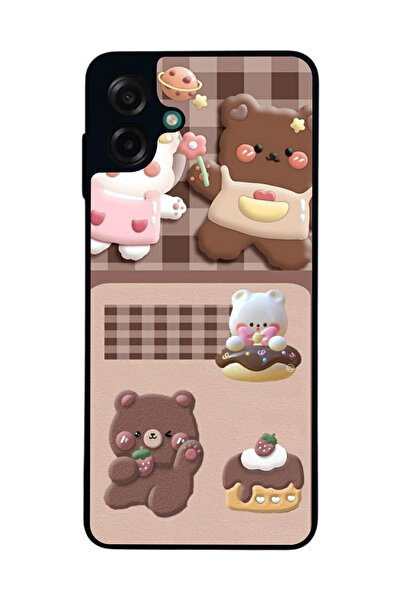 Aksel Kılıf متوافق مع هاتف سامسونج جالاكسي A07 مطبوع ، أسود غير لامع، سيليكون...