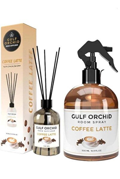 Gulf Orchid Golf Orchid Air Freshener + Reed Diffuser for Home and Office, Cafe Latte Scent 500ml+110ml