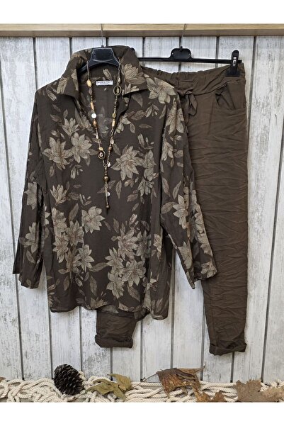 pudubutik Thin Cotton Italian Shirt with Coffee Pattern