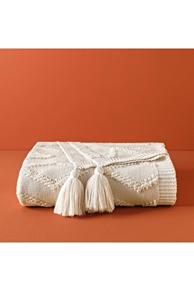 Taç Butik Brüj Akrilik Throw Ekru