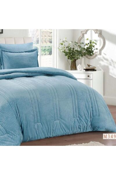 Reiashn Hattan velvet faux fur bedspread, sky blue winter color, single and a half size