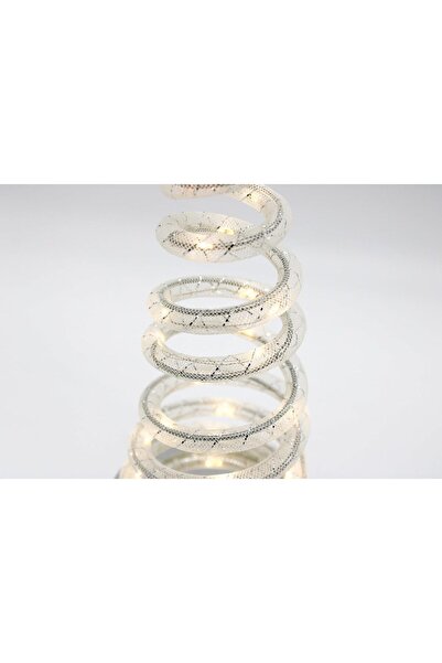 Mado Gallery Tabletop Spiral Christmas Tree 28cm Rotating LED Warm Light Indoor Outdoor Xmas Decor Parties-Silver