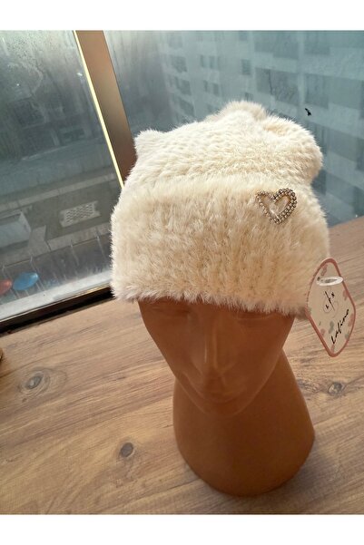 Blotch Adult Women's Heart-Shaped Zircon Stone Accessory Cream Beret