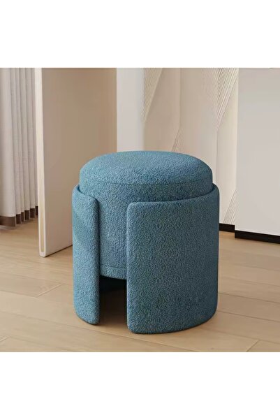 Home Modern Kumaş Kaplı Dekoratif Yuvarlak Puf | Ayak Dayama – Oturma Pufu – ...