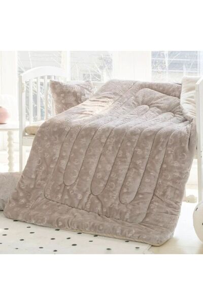 Reiashn مفرش مواليد النجوم شتوي مخمل لون بني 4 قطع