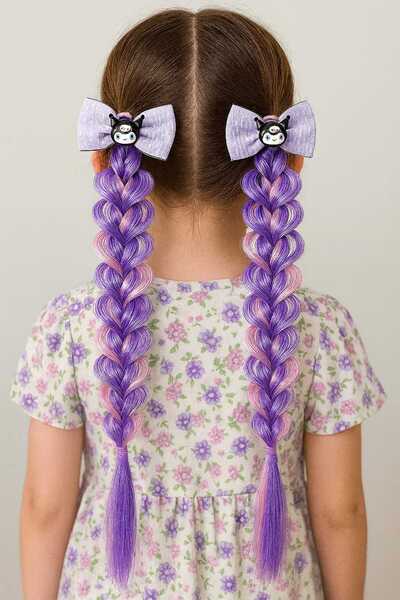 Eva Rose 2 Adet Renkli Lastikli Saç Sentetik Renkli saç Tokası Kız çocuk toka...