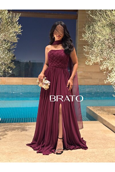 BRATO فستان شيفون توتي بقصة انيقة وفاخرة