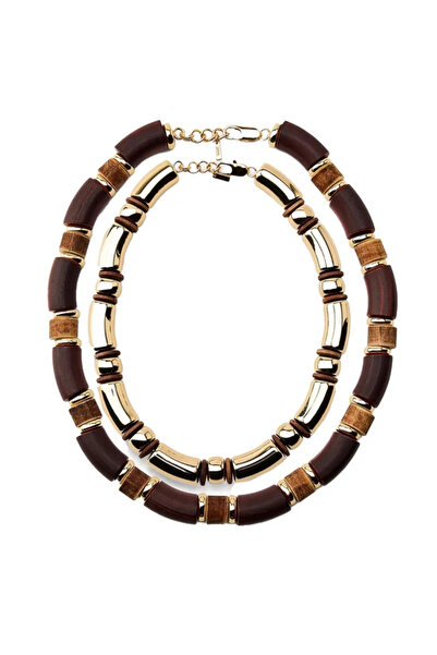 Bo Takı ve Aksesuar قلادة خشبية مزدوجة