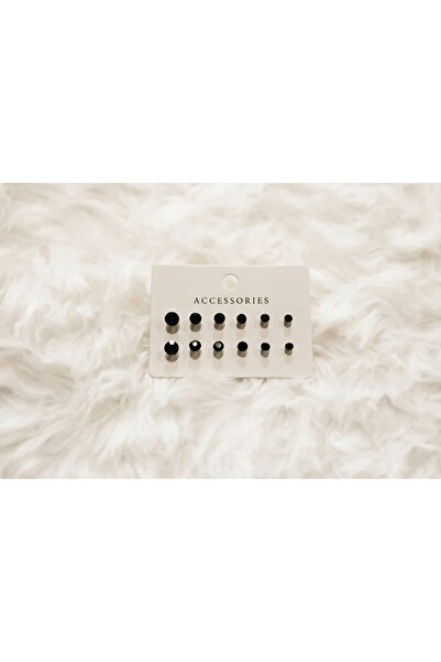 hesperides مجموعة من 12 قطعة من الأقراط ذات الحجم الصغير من الحجر الأسود