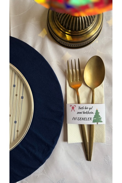 unique-g fashion accesories 12 قطعة من بطاقات تغليف مناديل السنة الجديدة |   زينة طاولة عيد الميلاد |   سنة جديدة سعيدة - مجموعة عروض تقديمية بثيمة عيد الميلاد