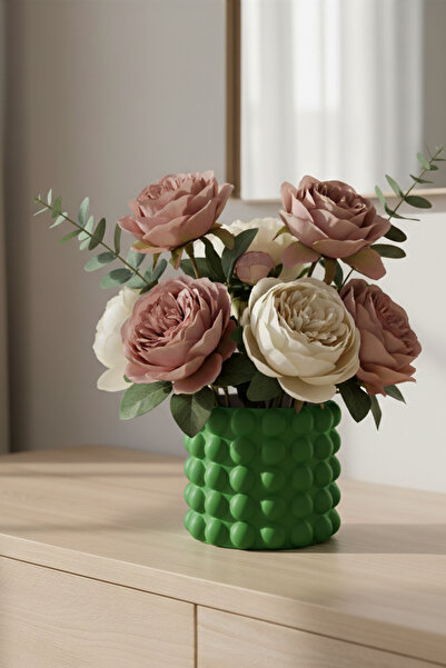 MEK Декоративна пластмасова ваза с балонна текстура, зелена (10x11cm)