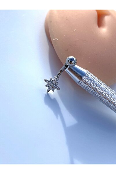 kurukafagift Çelik Göbek Piercing Kuzey Yıldızı Figürlü Minimal Model