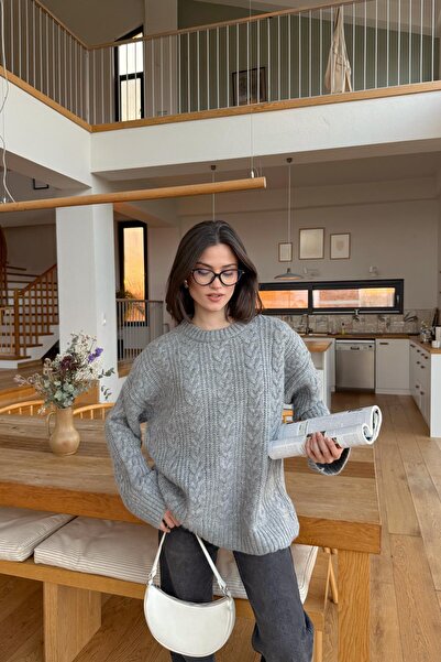 mylove سترة محبوكة باللون الرمادي