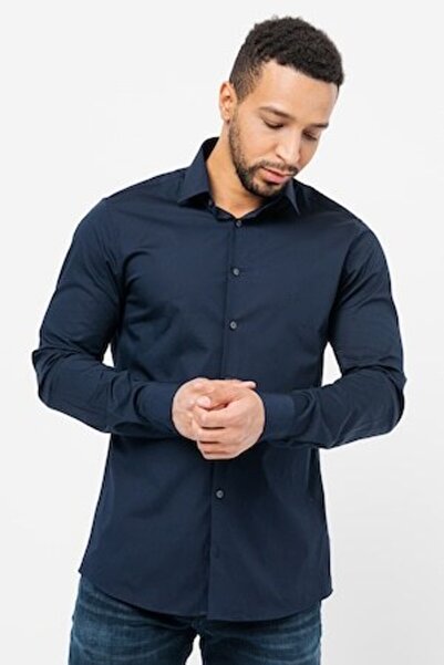Calvin Klein Slim fit plain shirt, Navy, Size 41