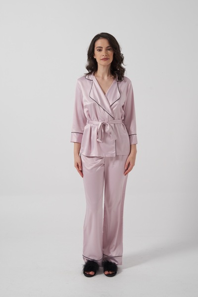 En Privé Set de pijamale din satin cu bordură contrastantă Iris