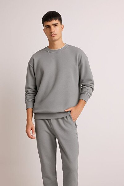 DeFacto Regular Fit Crew Neck Cotton Long Sleeve Soft Fleece Sweatshirt