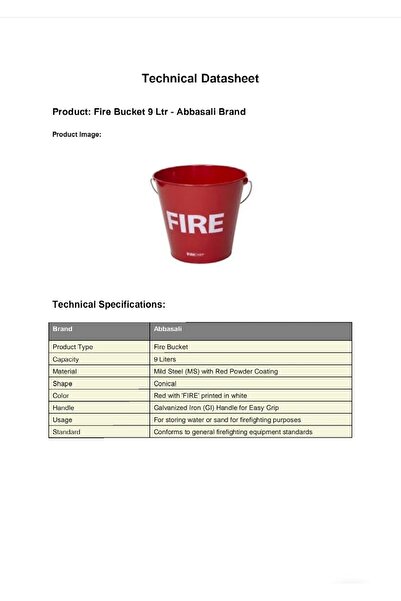 ABBASALI دلو حريق آمن من الفولاذ السبائكي (9 لتر، أحمر)
