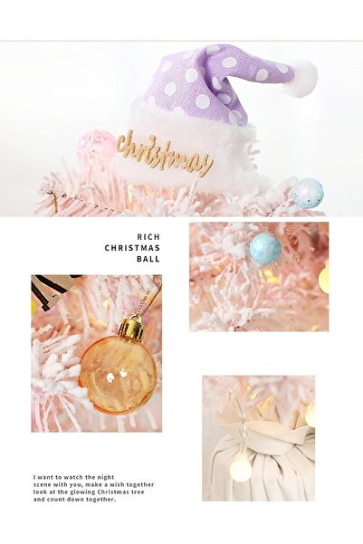 Mado Gallery Tabletop Mini Christmas Tree 45cm Rotating Music LED Light Ornament Home Office Decor Xmas-lightPink