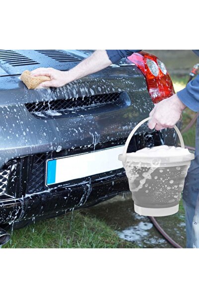 AZONEE دلو قابل للطي سعة 3 لتر - دلو بلاستيكي قابل للطي، رمادي