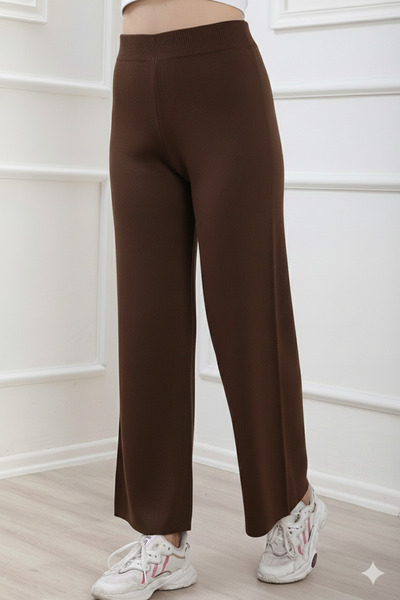 ÖZMODA Wide Leg Elastic Waist Knitwear Trousers