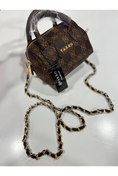 GKBUTİK mini çanta acı kahve zincirli