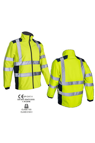 Coverguard Jachetă impermeabilă de ploaie și vânt Kanpa, HV-galben/albastru, softshell cu 3 straturi, reflectorizantă, 8000 mm