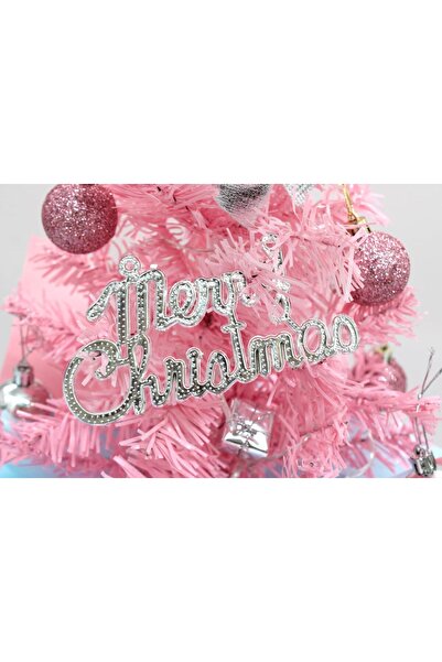Mado Gallery Tabletop Mini Christmas Tree 45cm Rotating Music LED Lights Ornaments Home Office Decor Xmas - pink
