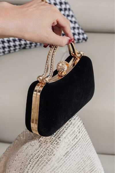 Famels Geantă de seară din catifea Geantă de mână Geantă de seară cu piatră d...