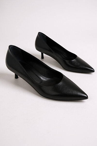 MARCO CAVALLİ Hakiki Deri Siyah Stiletto Sivri Burun 4 CM İnce Topuk