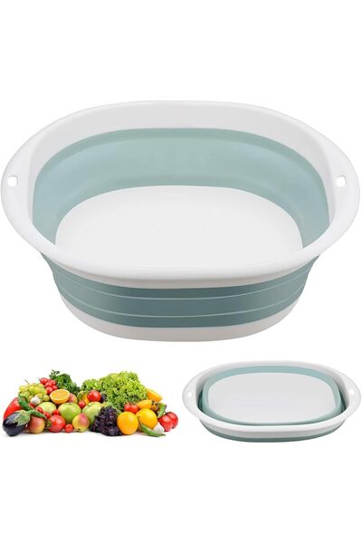 NALACAL حوض غسيل قابل للطي، حوض سفر محمول متعدد الأغراض، أزرق (7.5 لتر)