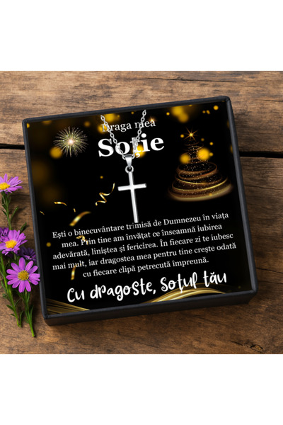 AVAMSI Wife Gift Set 925 Silver Cross Pendant Necklace, Peace of Soul, Rhodiu...