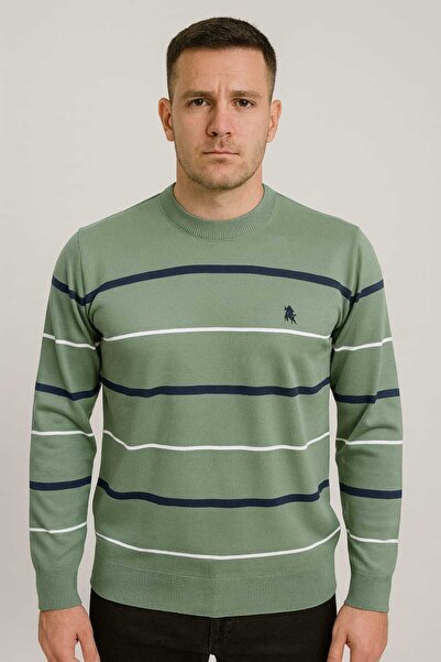 ANATOLIATEKSTILE Men's Knitted Sweater – Striped Pattern, Casual-Elegant, Sof...