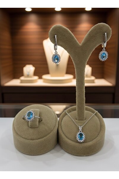 DURAN TAKI TASARIM Blue Topaz Gümüş Set