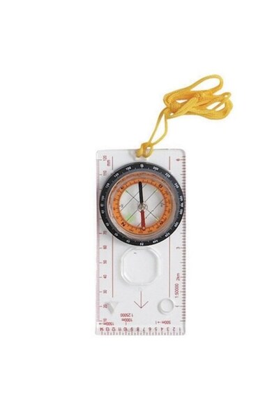 Tremblay Compass with magnifier and cord, plastic, Transparent