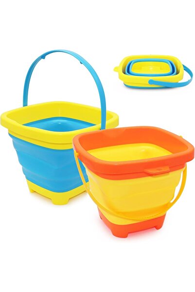 NALACAL Foldable Beach Buckets with Handle, Collapsible Sand Pail for Kids, B...