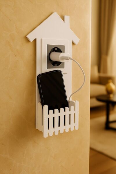 Güler Kaligrafi TELEFON ŞARJ STANDI PRİZ ÜSTÜ AHŞAP TELEFON TUTUCU DUVAR TİPİ...